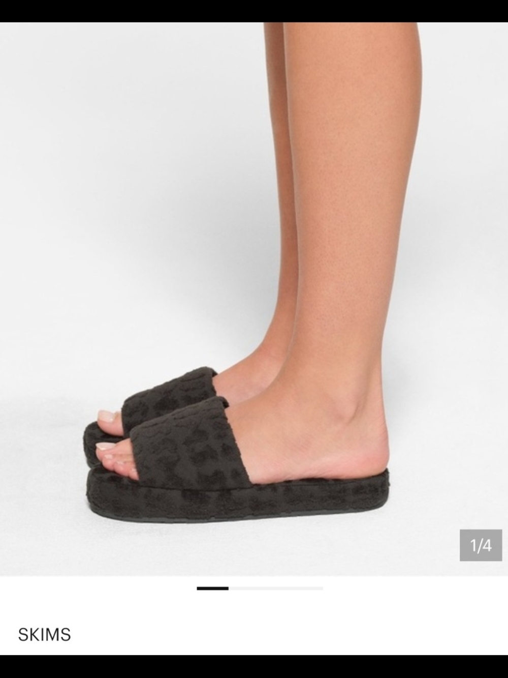 SKIMS Black Plush Open-Toe Slide Slippers